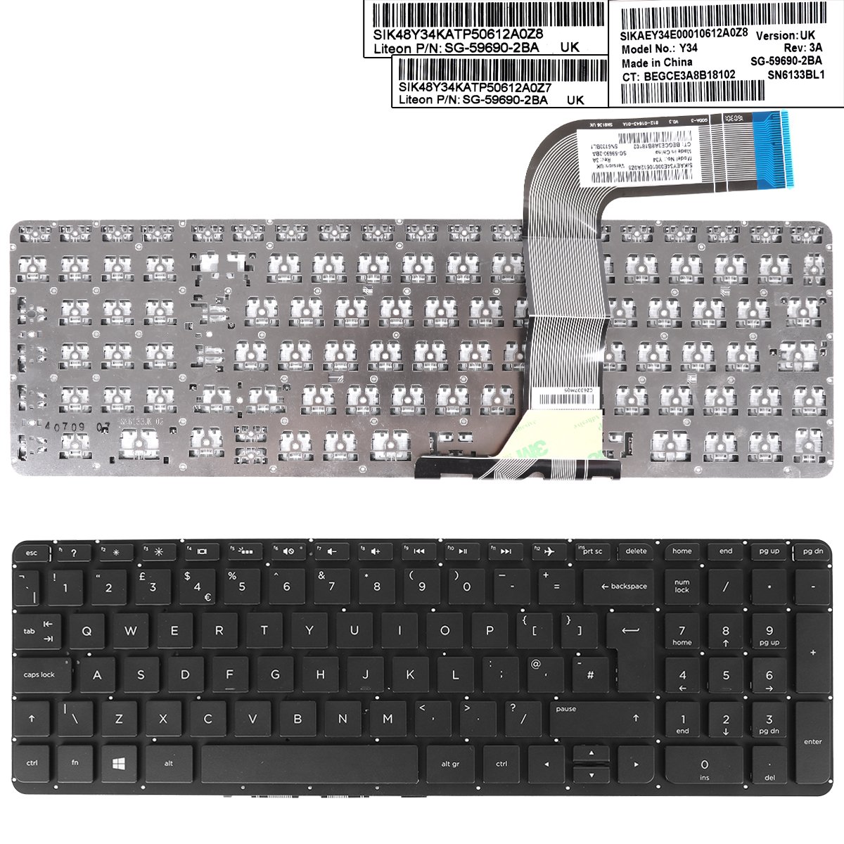 Picture of New Replacement Laptop Keyboard For HP Pavilion 15-P 17-F BLACK (Without FRAME,Without Foil,Win8) Uk Layout